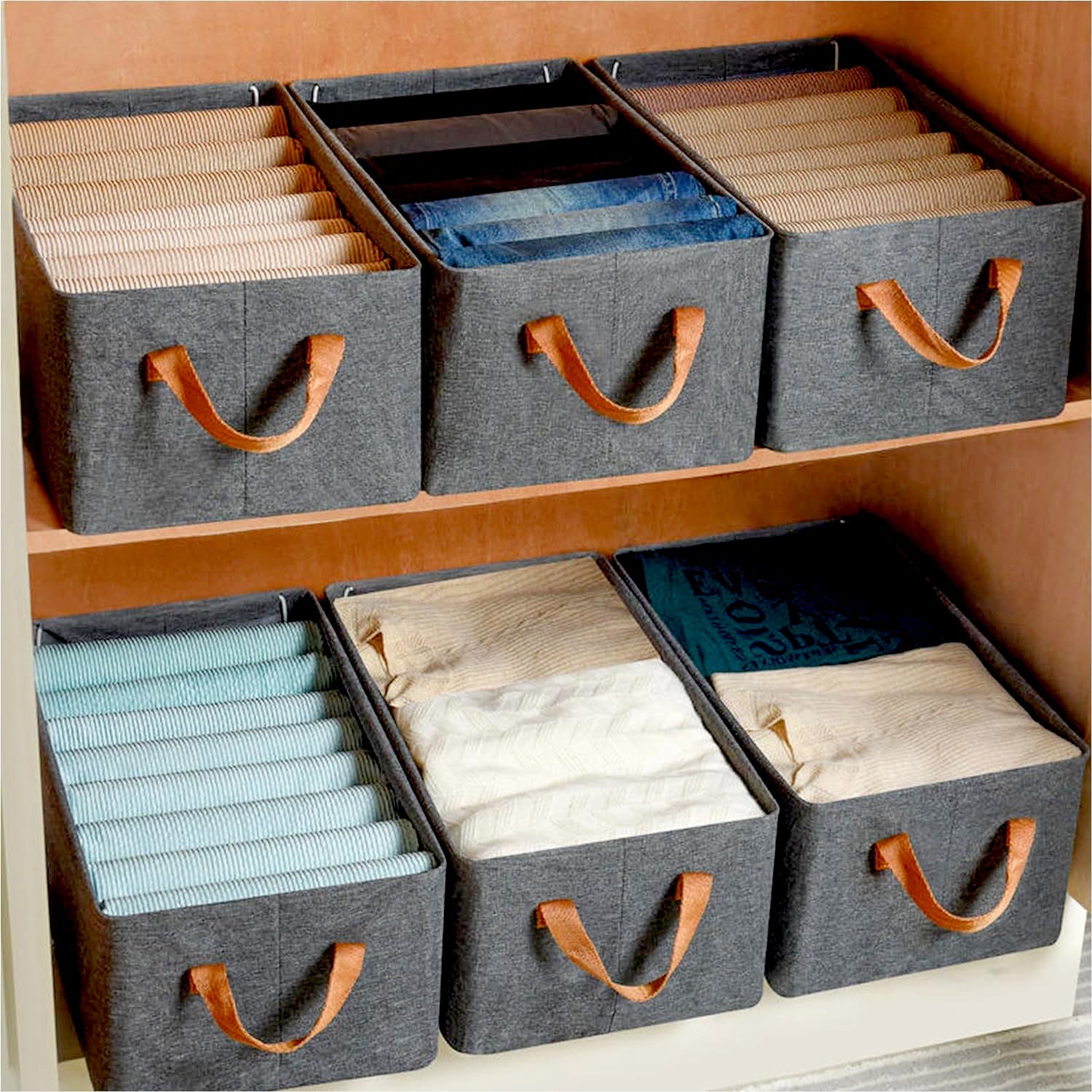 12627 FOLDABLE STORAGE BOX WITH LID AND HANDLES, COTTON AND LINEN STORAGE BINS AND BASKETS ORGANIZER FOR NURSERY, CLOSET, BEDROOM, HOME (45 Cm) 12627 FOLDABLE STORAGE BOX WITH LID AND HANDLES, COTTON AND LINEN STORAGE BINS AND BASKETS ORGANIZER FOR NURSERY, CLOSET, BEDROOM, HOME (45 Cm)